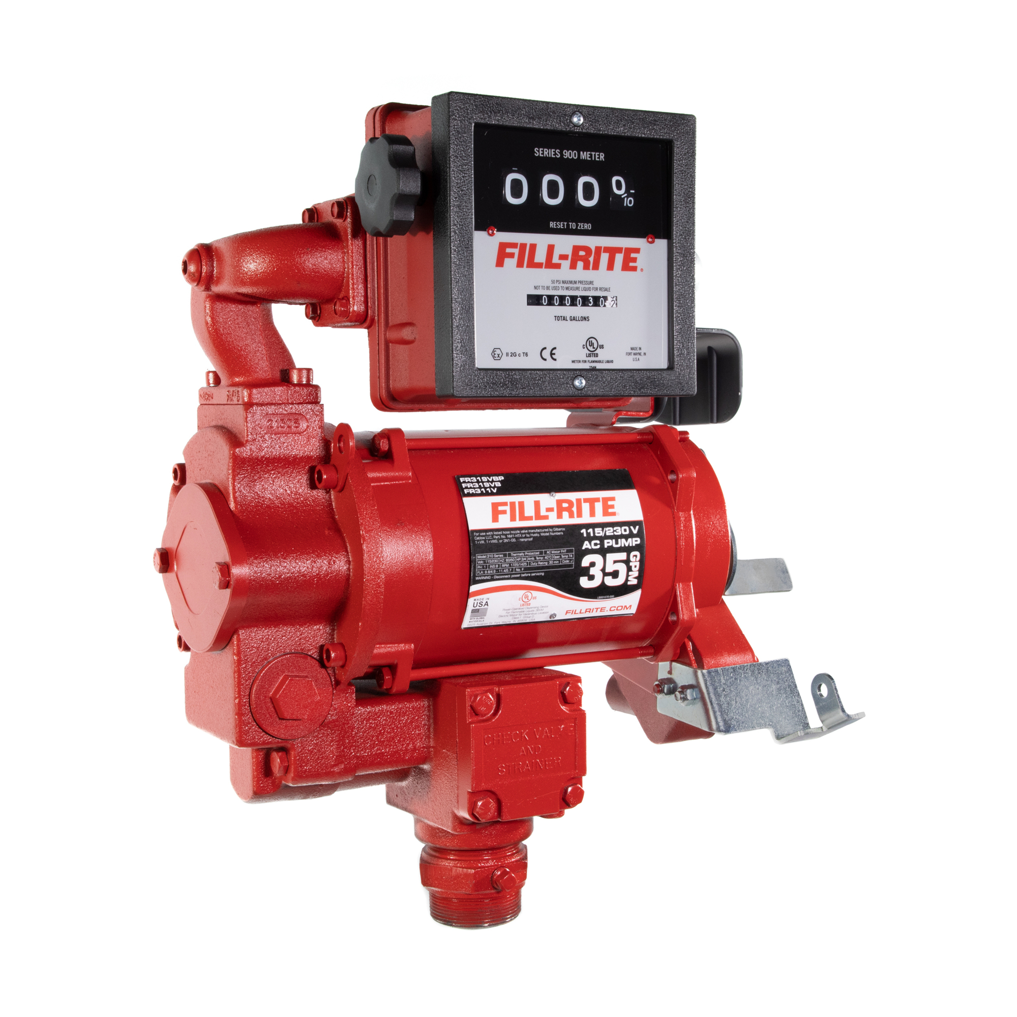 Fill-Rite Fuel Transfer Pump with Flow Meter, 35 GPM, 115/230V AC, Model# FR311VN
